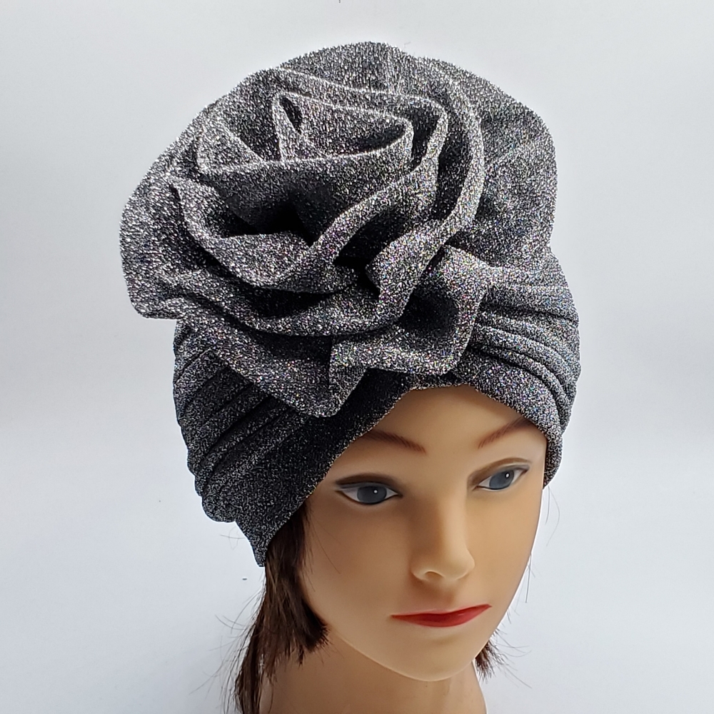 Aokid glitter hat cap headwrap with big flower - Picture 4 of 10
